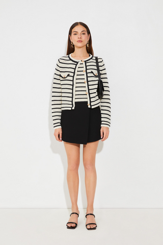 Suncoo Ganeo Open Work Striped Cardigan