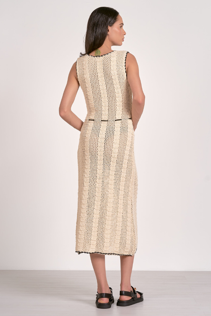 Elan Crochet Knit Sleeveless Dress TCR50133 Natural