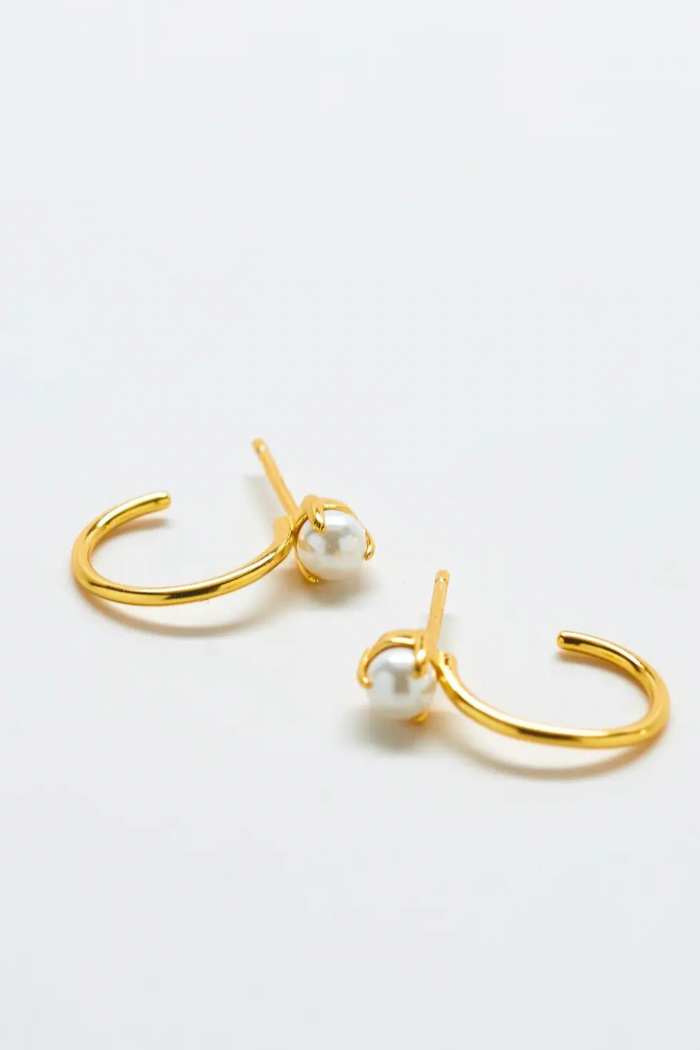 Pearl Mini Hoop Earrings