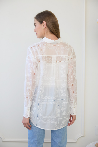 Zoe and Claire Transparent Embroidered Blouse SP1118