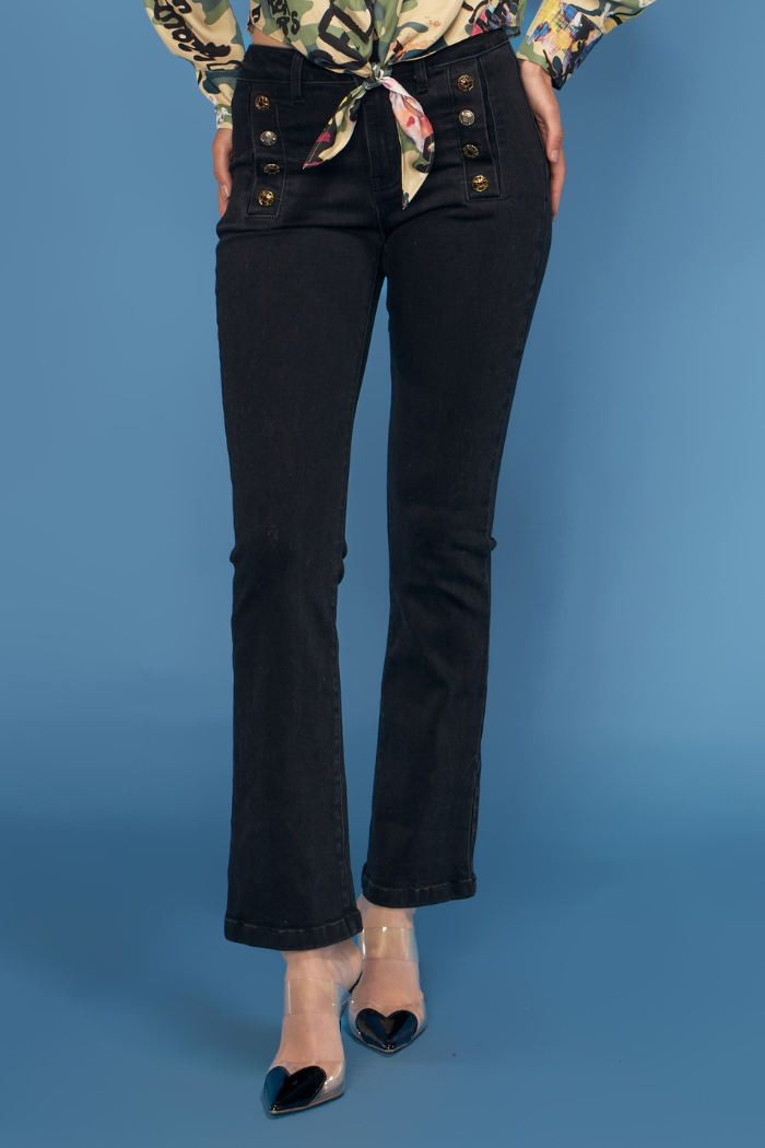 oo la la Assorted Button Trim Sailor Denim Jean M9909