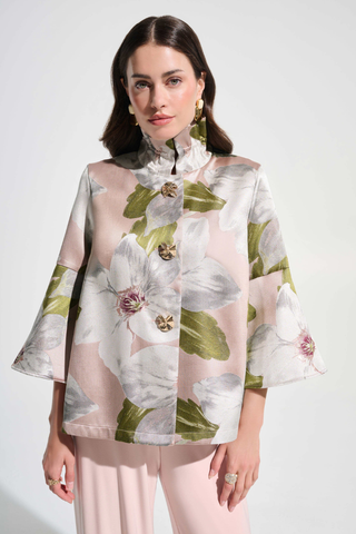 Signature | Floral Jacquard Trapeze Jacket With Bell Sleeves Ribkoff 262702
