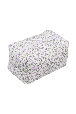 Sweet Floral Cosmetic Bag Beauty Stash Lilac