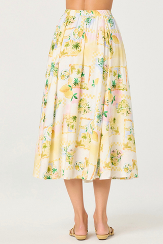Yellow floral skirt on a white background ASTR Kaleigh Skirt