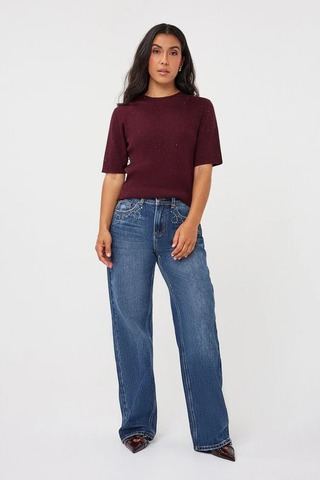 Sparkle Short Sleeve Sweater EsQualo F26.02539