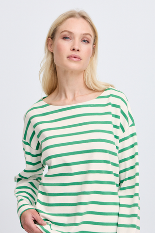 BYRamsi Striped Long Sleeve Pullover Leprechaun Stripe