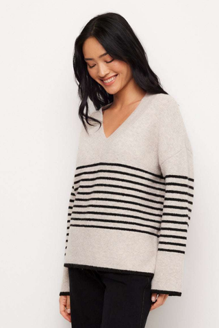 Stripe V-Neck Sweater Karen Kane 3N89339