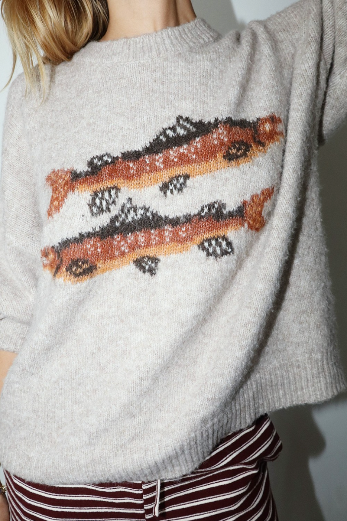 Fish Motif Knit Sweater