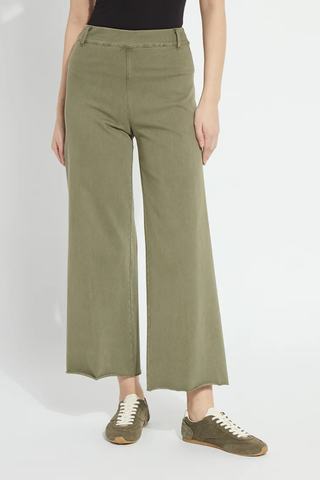 Lyssé Erin Hi Waist Wide Leg Denim Smoked Green