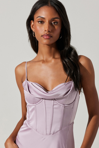 ASTR Cannes Satin Bustier Maxi Dress