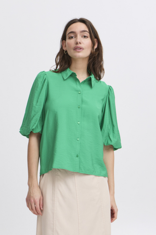 b young BYIbine Short Sleeve Balloon Blouse Jelly Bean