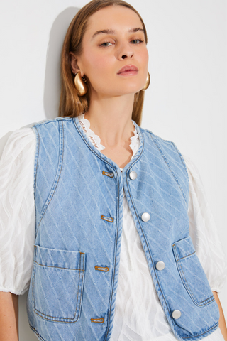 Suncoo Dakota Short Jacquard Denim Vest