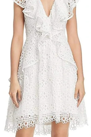 Elliatt Interlude Dress White lace dress on a white background