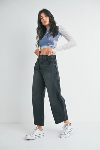  Just Black Denim The Seamed Barrel Jean - Washed Black BP473J-WBLK