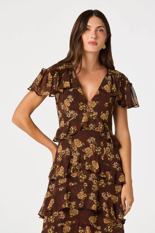 Odalys Flutter Sleeve Maxi Dress ASTR ACDR103541