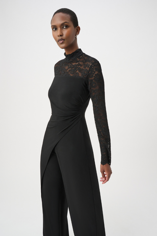 Sheer Lace Sleeve Wide-Leg Jumpsuit Ribkoff 264196