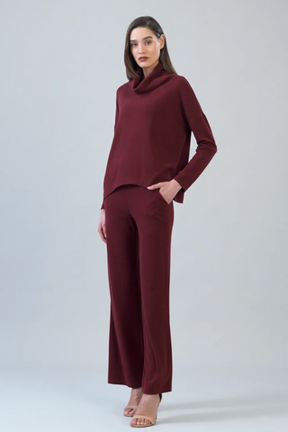 Lounge Knit - Tipped Hem Sweater - Burgundy Clara Sunwoo T92NW