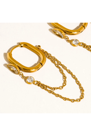 Flânerie by MAIQ Lucienne Gold Non-Tarnish CZ Chain Link Drop Earrings