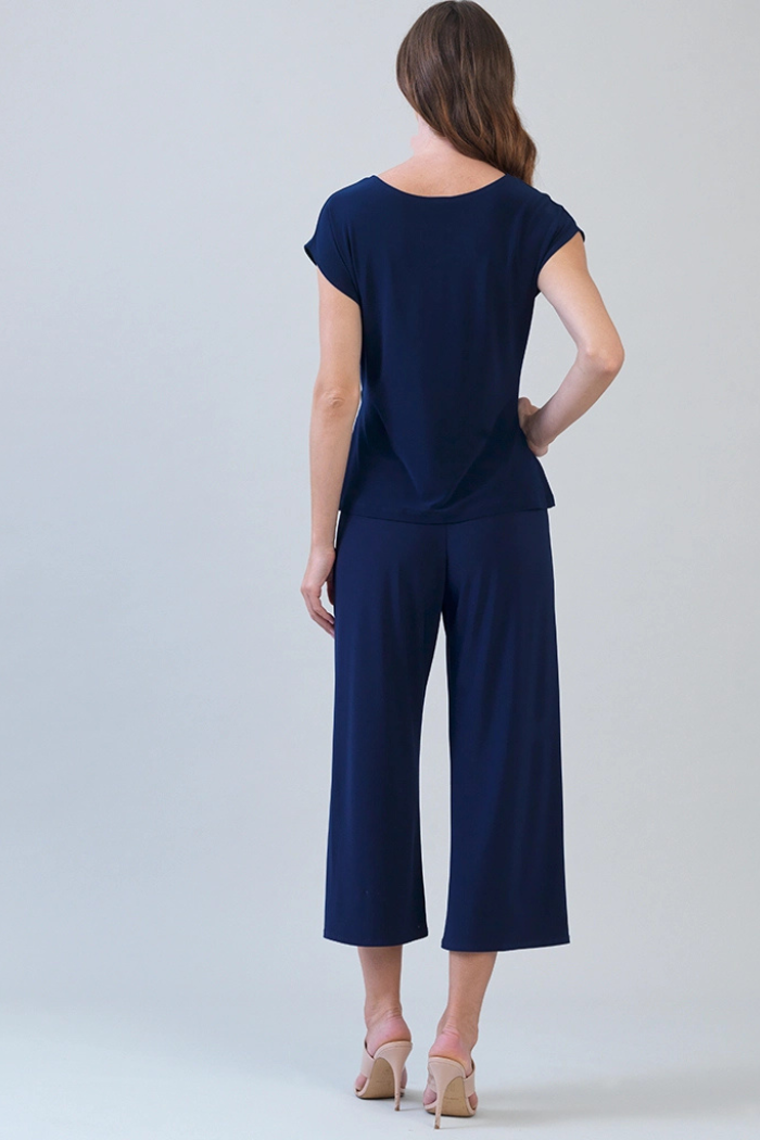 Slant Sleeve Side Tie Top Navy