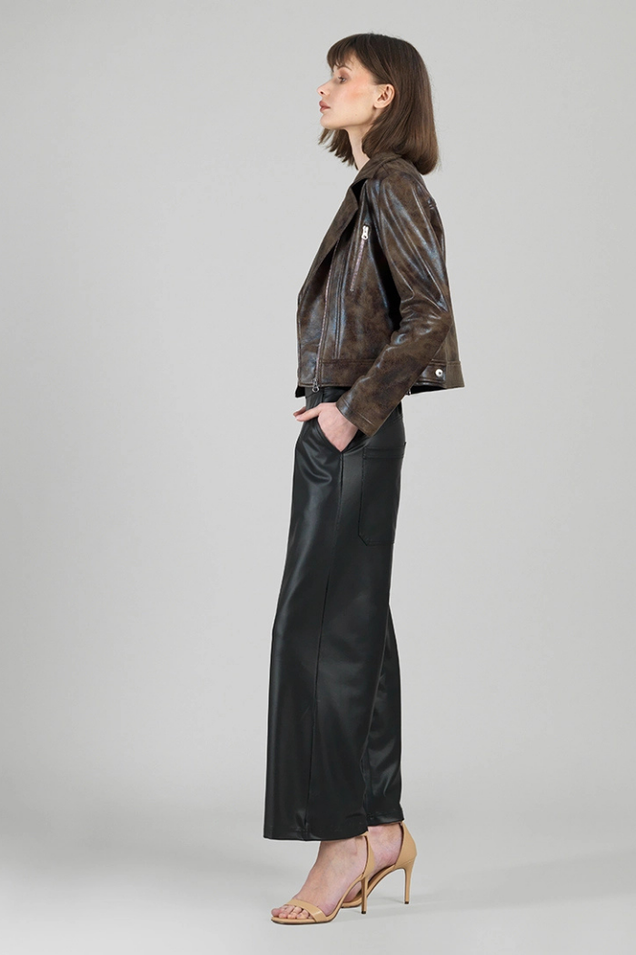 Clara Sunwoo Distressed Leather High Waist Jacket JK427P2