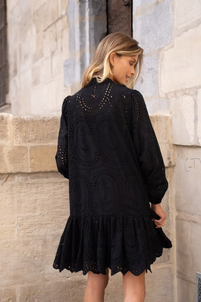 Embroidered Cotton Lace Dress – The Dressing Room