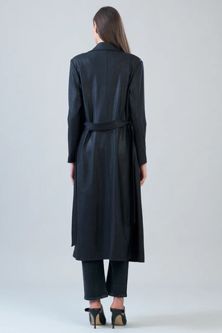 Liquid Leather Zip Front Trench Coat - Black Clara Sunwoo RCLR