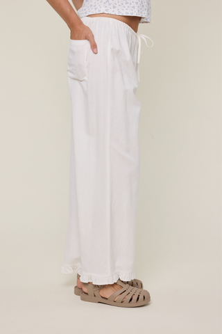 Wishlist Ruffle Hem Pants - Off White WL25-11785