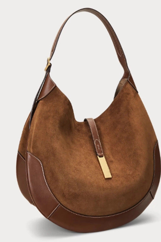Suede Splicing Leather Tote Crescent Handbag Dipped Shop DP25G638-Coffee