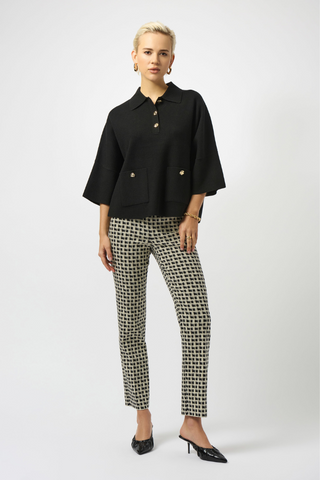 Ribkoff Sweater Knit Boxy Pullover With Polo Collar 253962