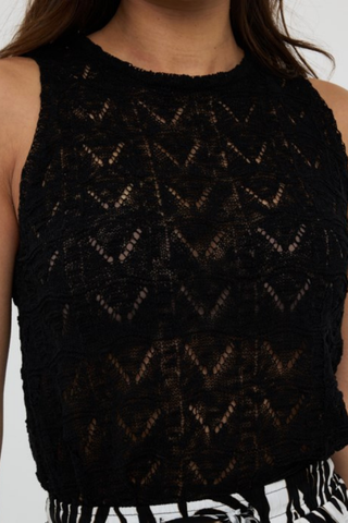 EsQualo Fancy Knit Top - Black