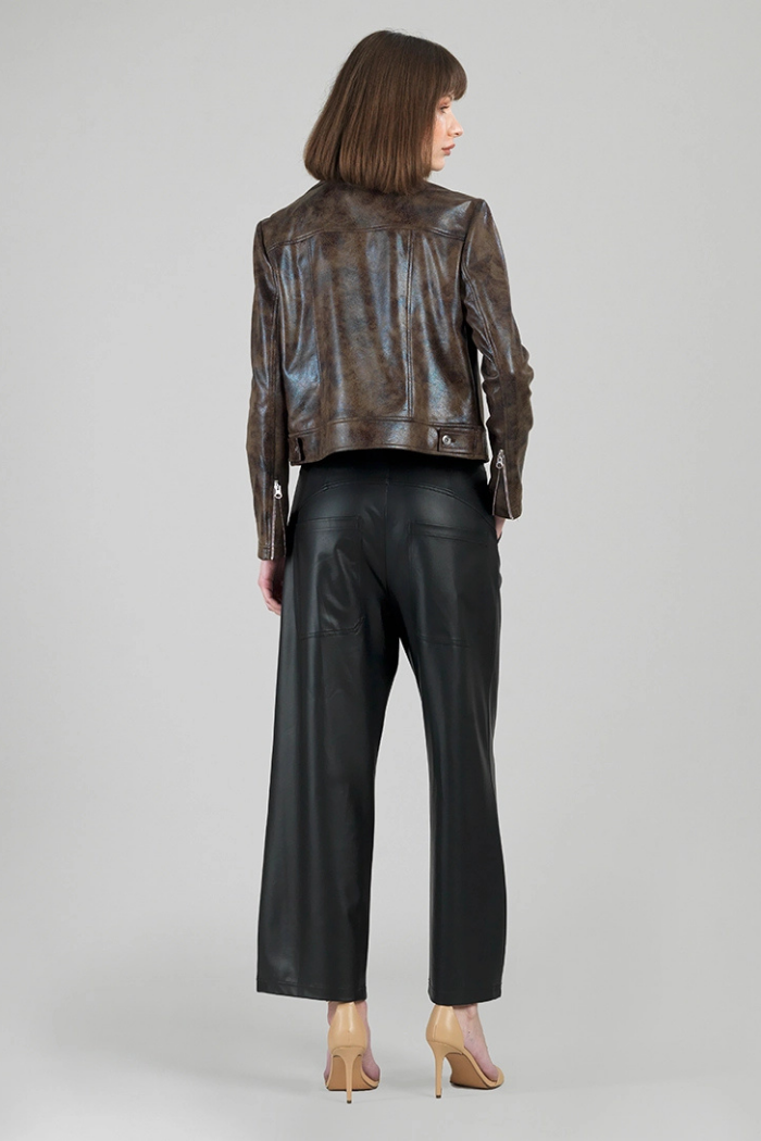 Clara Sunwoo Distressed Leather High Waist Jacket JK427P2