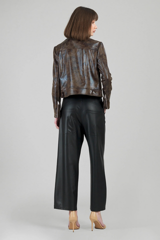 Clara Sunwoo Distressed Leather High Waist Jacket JK427P2