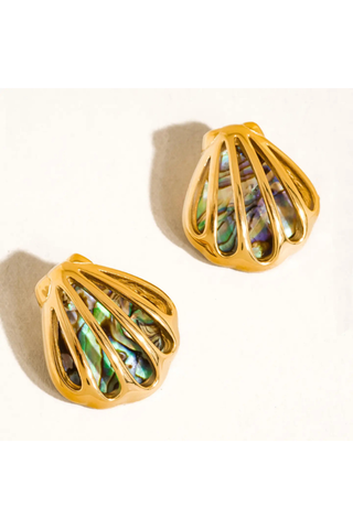Flânerie by MAIQ Rocio Gold Non-Tarnish Abalone Shell Stud Earrings