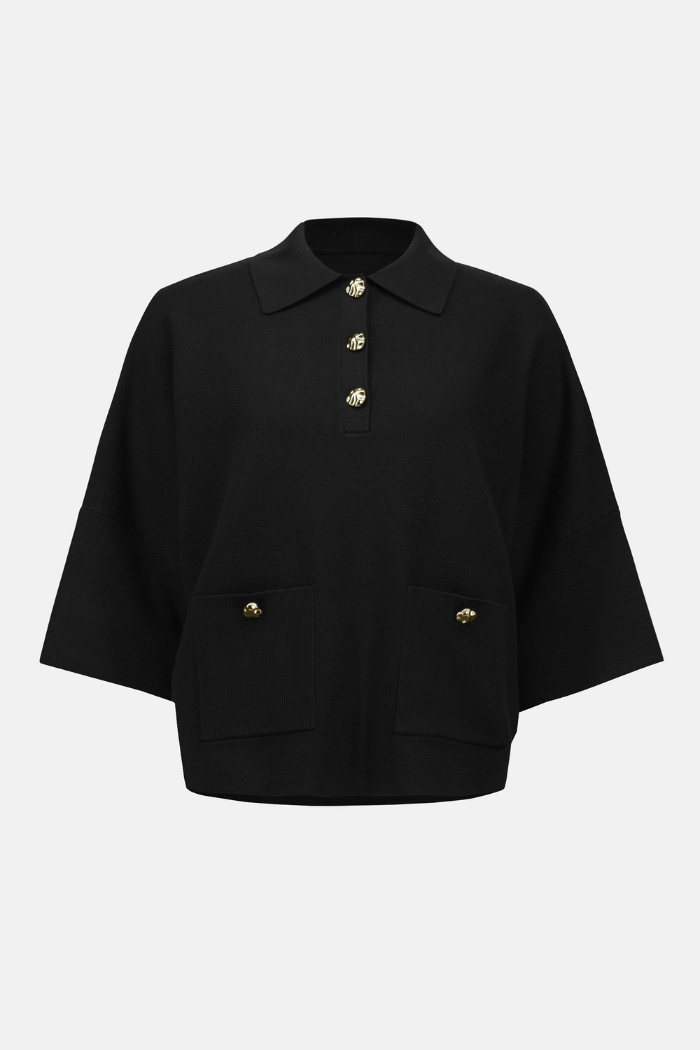 Ribkoff Sweater Knit Boxy Pullover With Polo Collar 253962