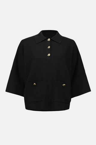 Ribkoff Sweater Knit Boxy Pullover With Polo Collar 253962