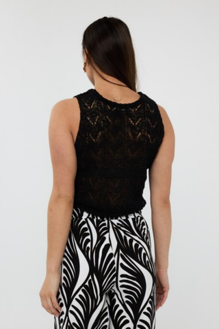 EsQualo Fancy Knit Top - Black