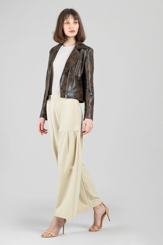 Clara Sunwoo Distressed Leather High Waist Jacket JK427P2