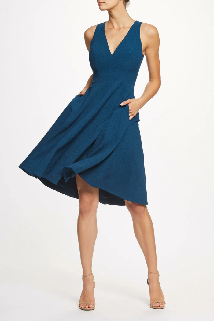 slim fit dress slacks Dress The Population Catalina Dress - Blue
