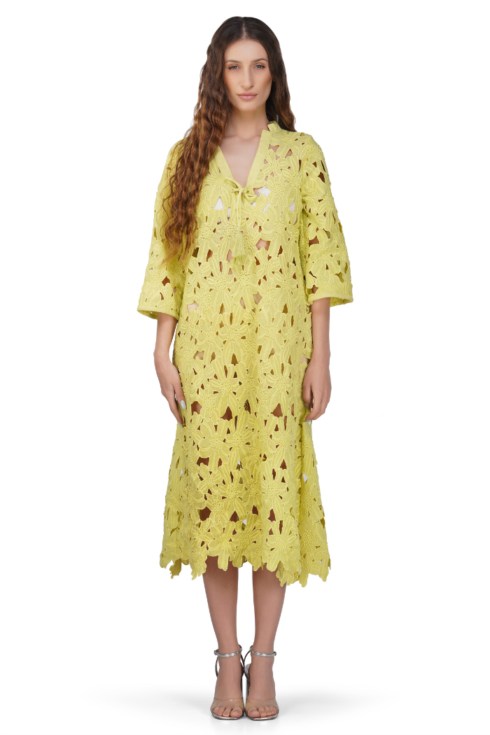 Fall for Neon Floral Lace Cover Up Dress