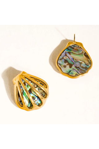 Flânerie by MAIQ Rocio Gold Non-Tarnish Abalone Shell Stud Earrings