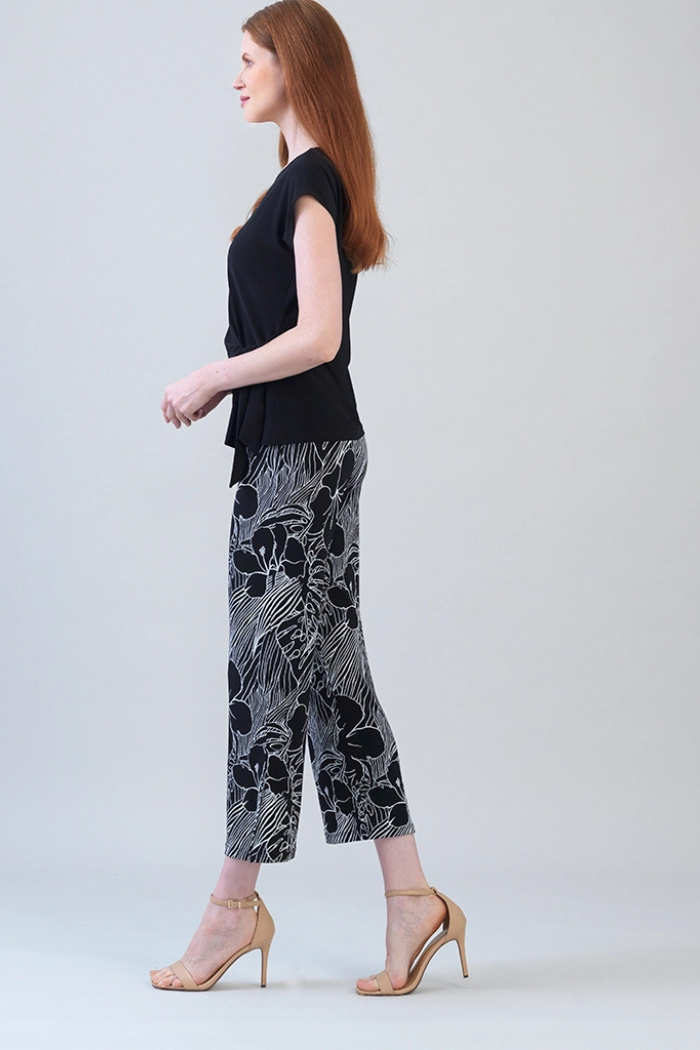 Essential Slant Sleeve Side Tie Top - Wrinkle-Free Travel Knit (Black)