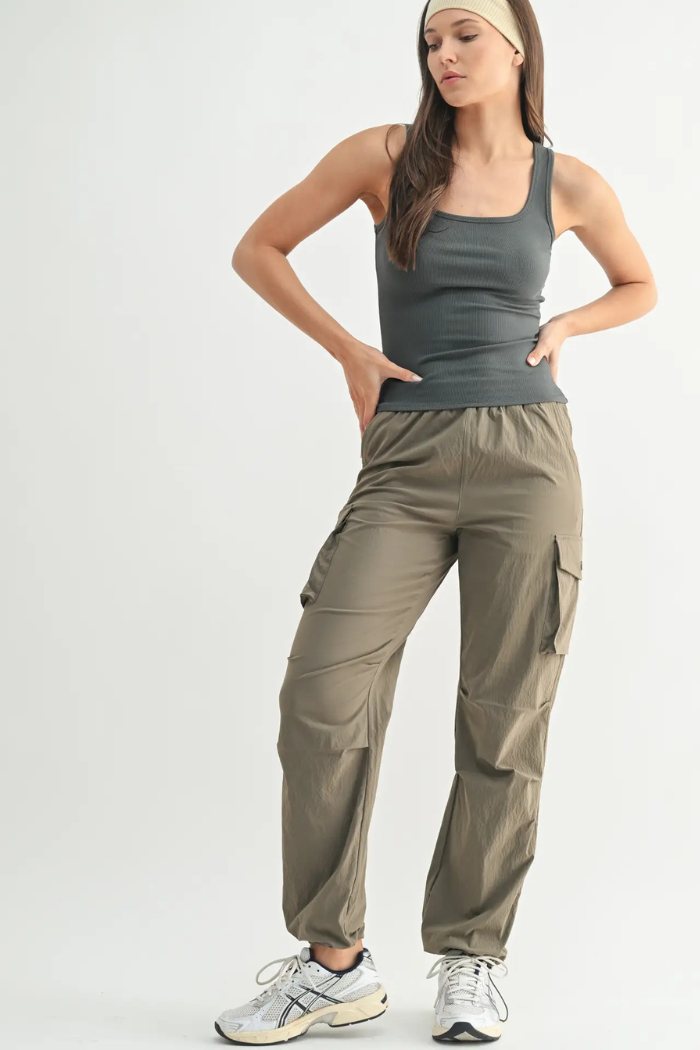 Mono B Square Neck Ribbed Tank Top - Urban Chic