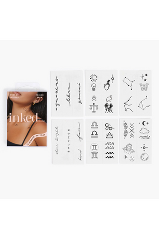 Inked by Dani Zodiac Collection: Air Signs Temporary Tattoo Pack