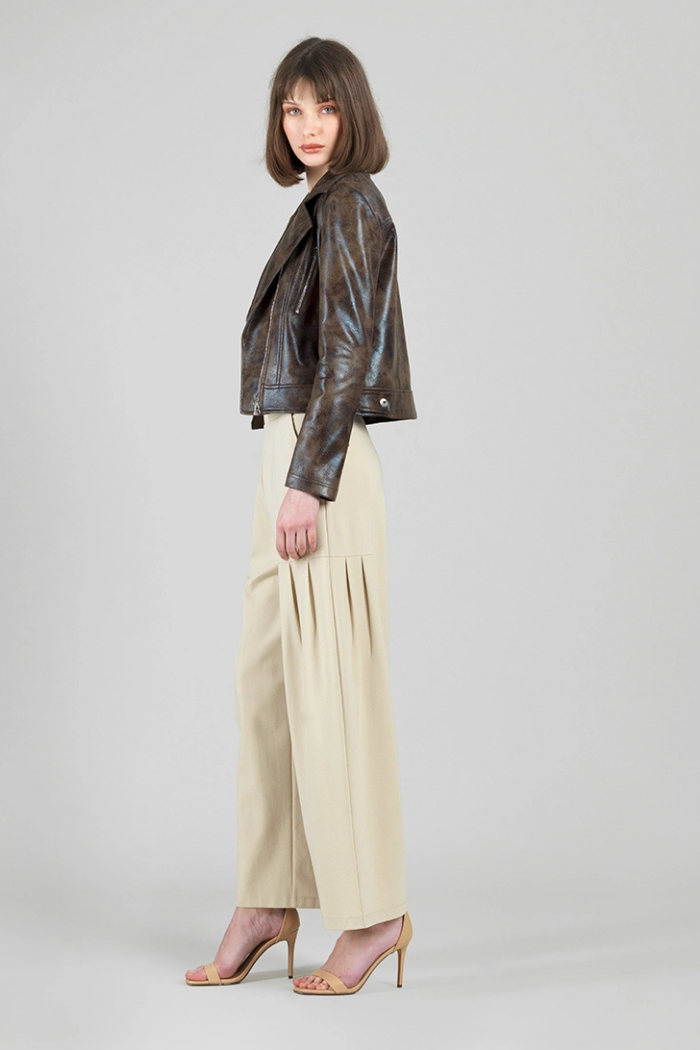 Clara Sunwoo Distressed Leather High Waist Jacket JK427P2