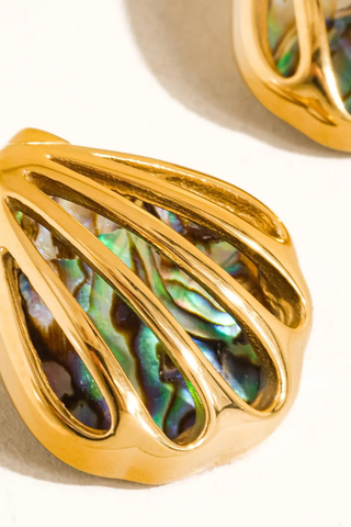 Flânerie by MAIQ Rocio Gold Non-Tarnish Abalone Shell Stud Earrings