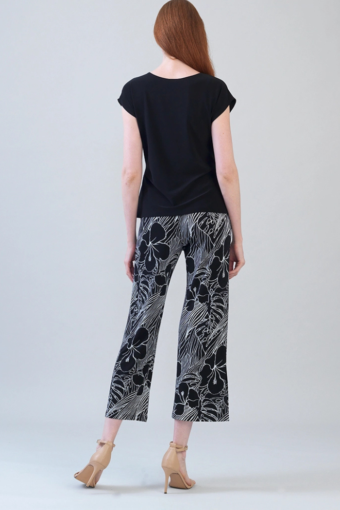 Essential Slant Sleeve Side Tie Top - Wrinkle-Free Travel Knit (Black)