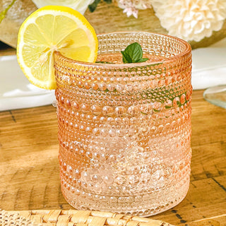 Rose Beaded Drinking Glass