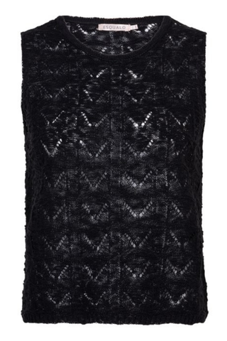 EsQualo Fancy Knit Top - Black
