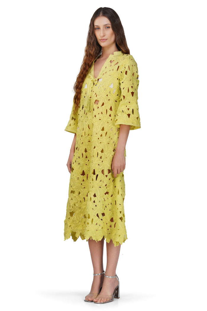 Fall for Neon Floral Lace Cover Up Dress