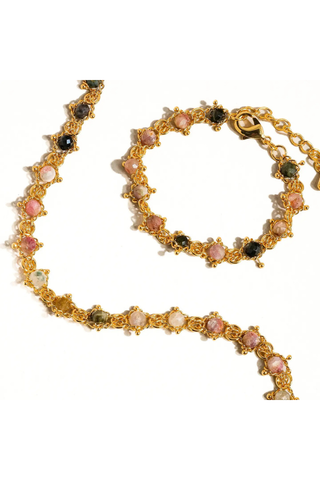 Flânerie Skylar 18K Gold Multi-Stone Chained Necklace
